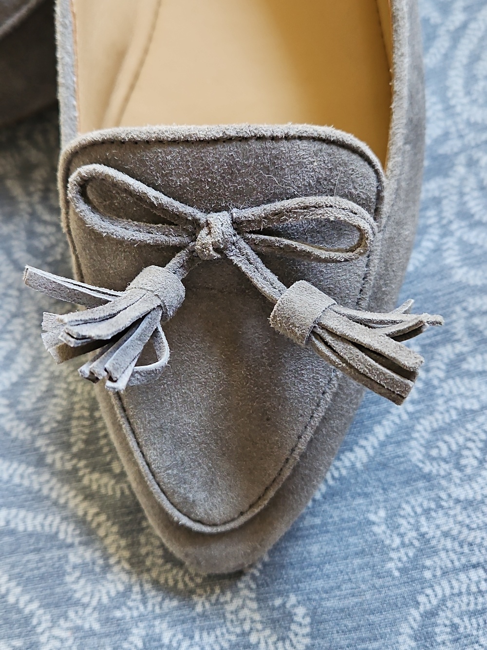 Pale Grey Suede Flats - Picture 2 of 4